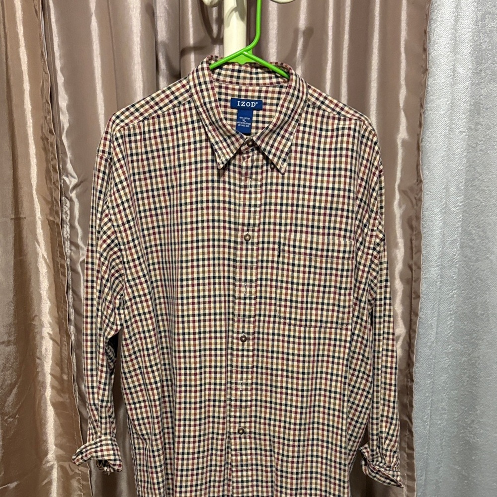 Izod Men's Checkered Button-Down Shirt - Red, Blue, Yellow